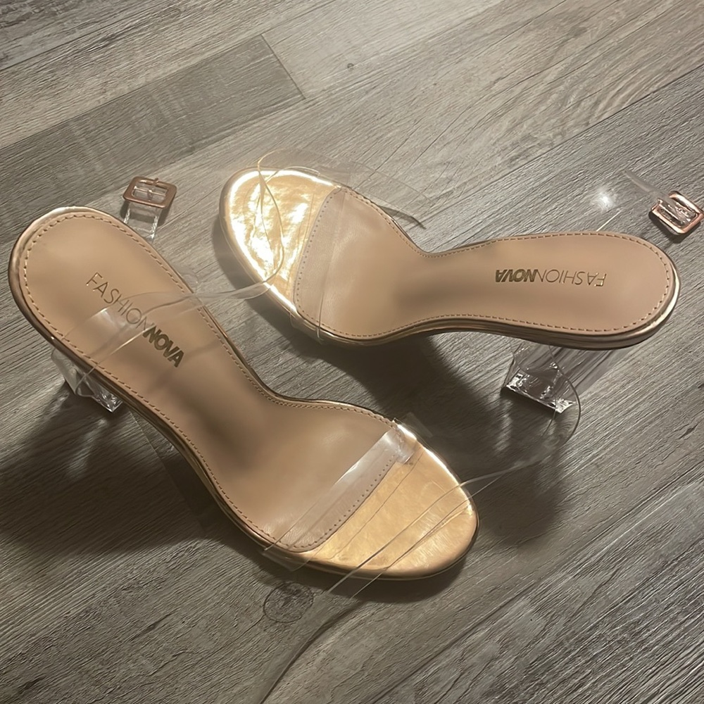 The Glass Slipper in RoseGold size 7.5 by Fashion Nova-new never worn.